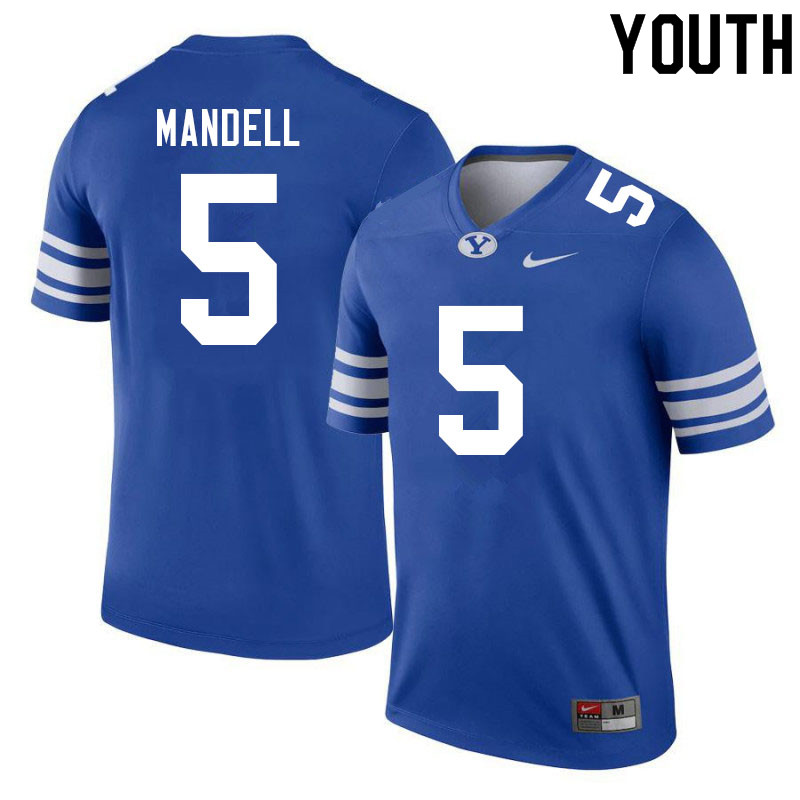 Youth #5 D'Angelo Mandell BYU Cougars College Football Jerseys Sale-Royal